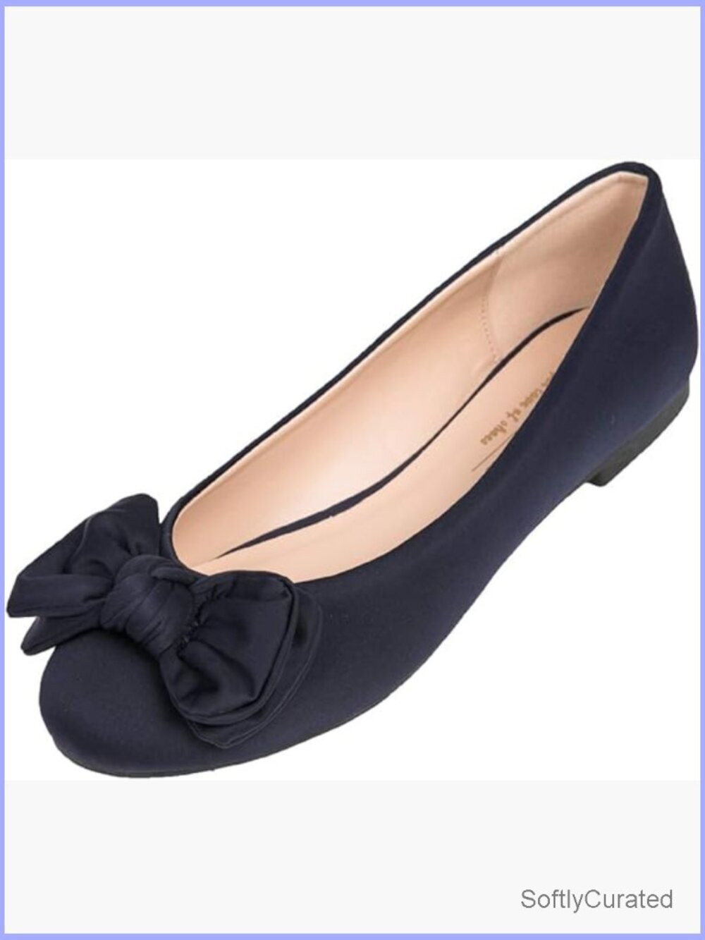 Women's Round Toe Ballet Flats with Bow Trim, Slim Fit Casual Shoes